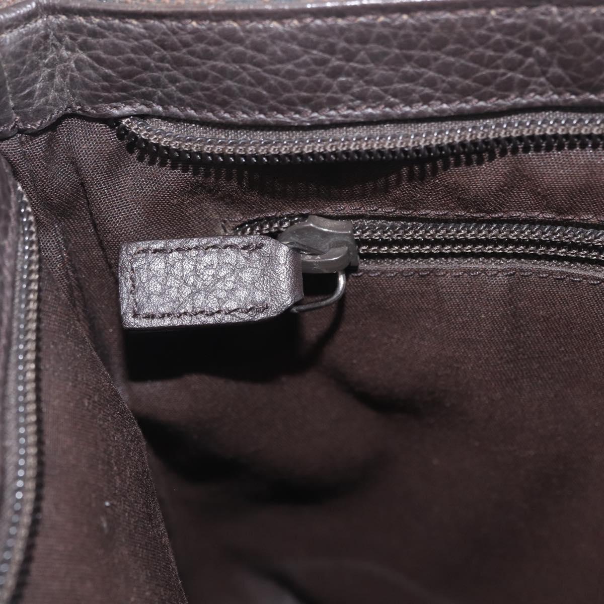 GUCCI GG Canvas Shoulder Bag Outlet Brown Silver Auth 214238V