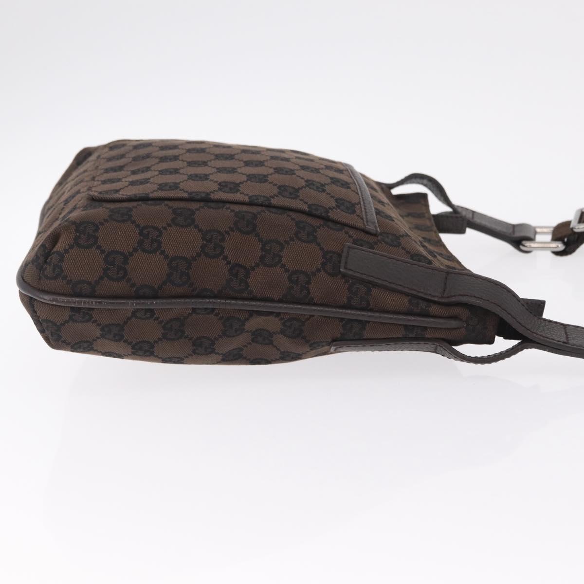 GUCCI GG Canvas Shoulder Bag Outlet Brown Silver Auth 214238V
