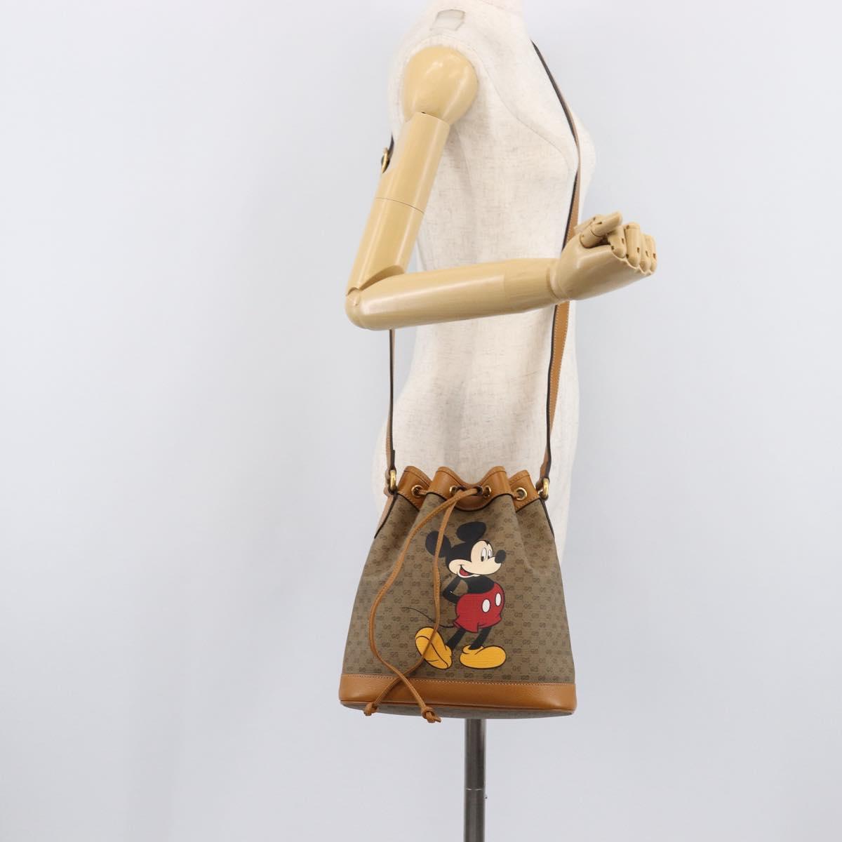 GUCCI Micro GG Canvas Disney Mickey Mouse Bag PVC Beige Gold 602691 Auth 214243M