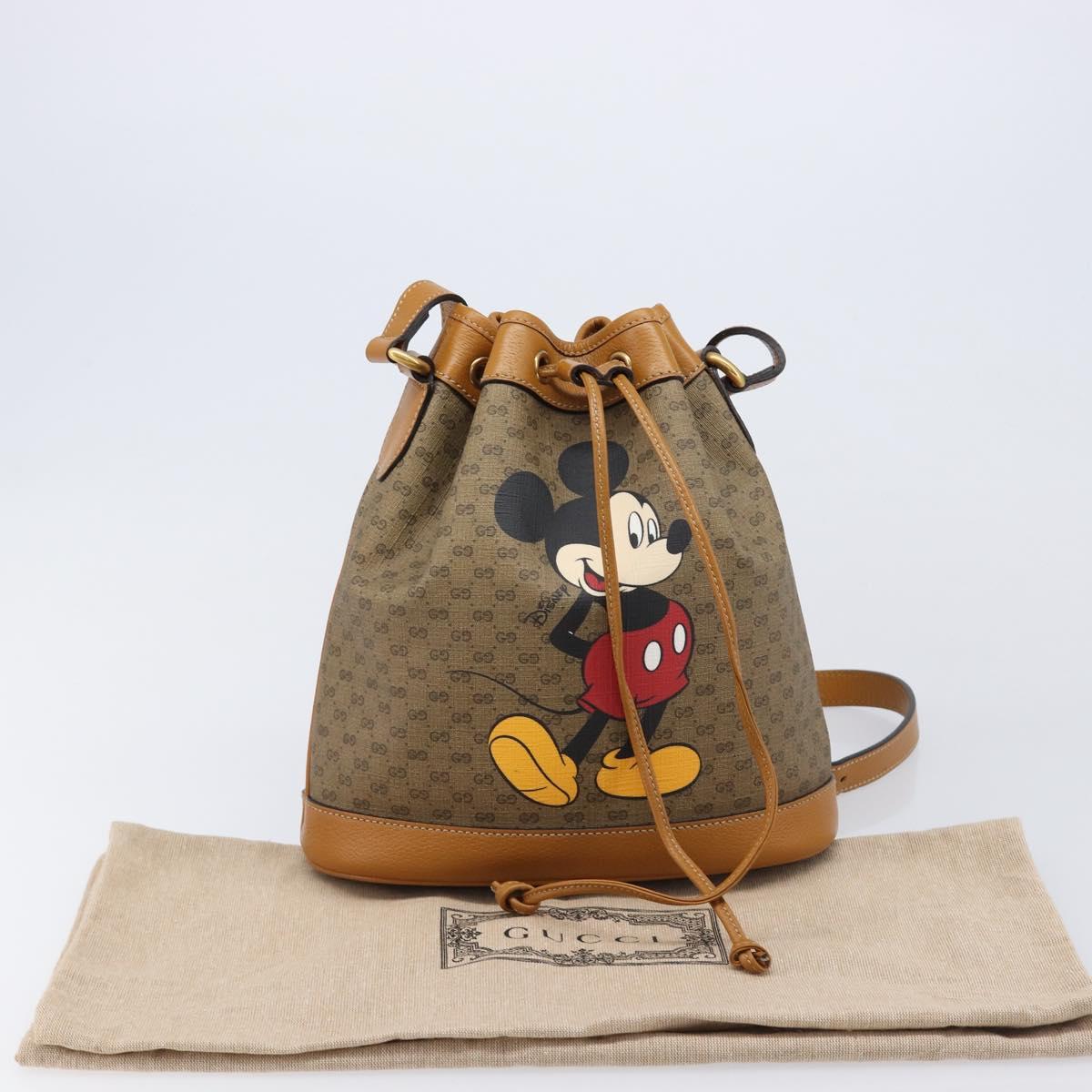 GUCCI Micro GG Canvas Disney Mickey Mouse Bag PVC Beige Gold 602691 Auth 214243M