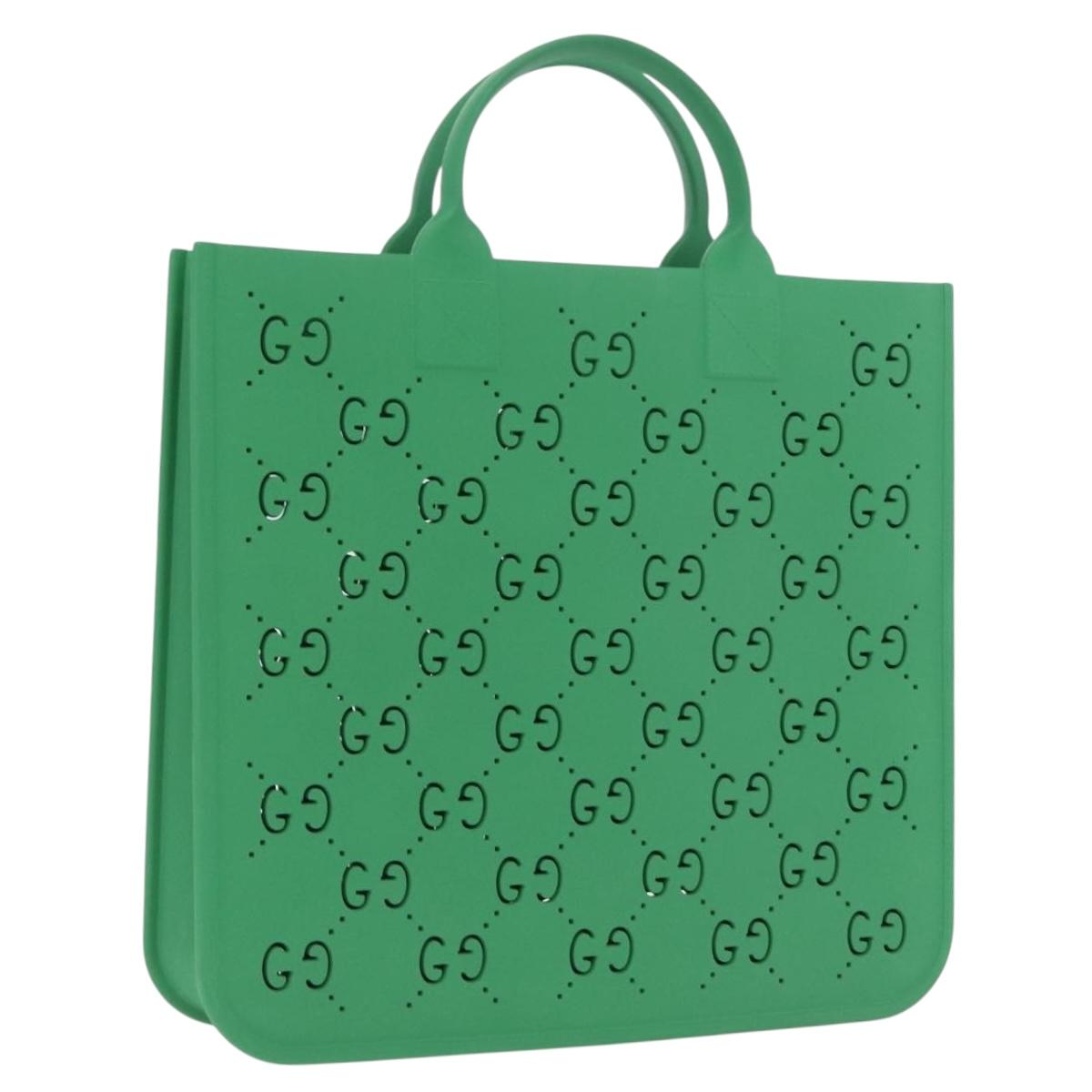 GUCCI GG Canvas Children's Tote Bag rubber Green 679365 Auth 214277M
