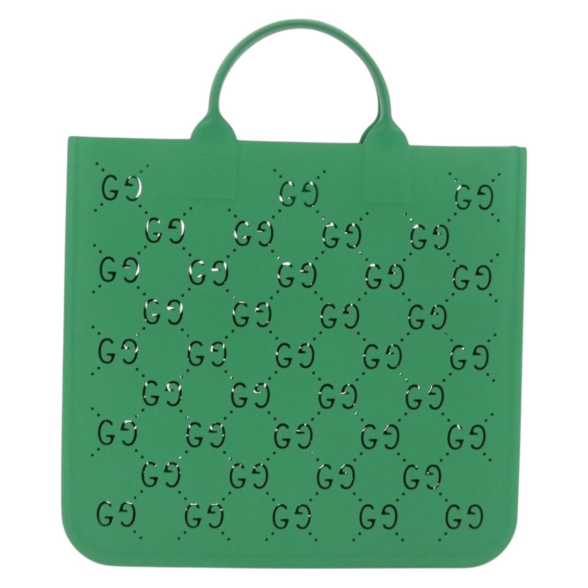 GUCCI GG Canvas Children's Tote Bag rubber Green 679365 Auth 214277M