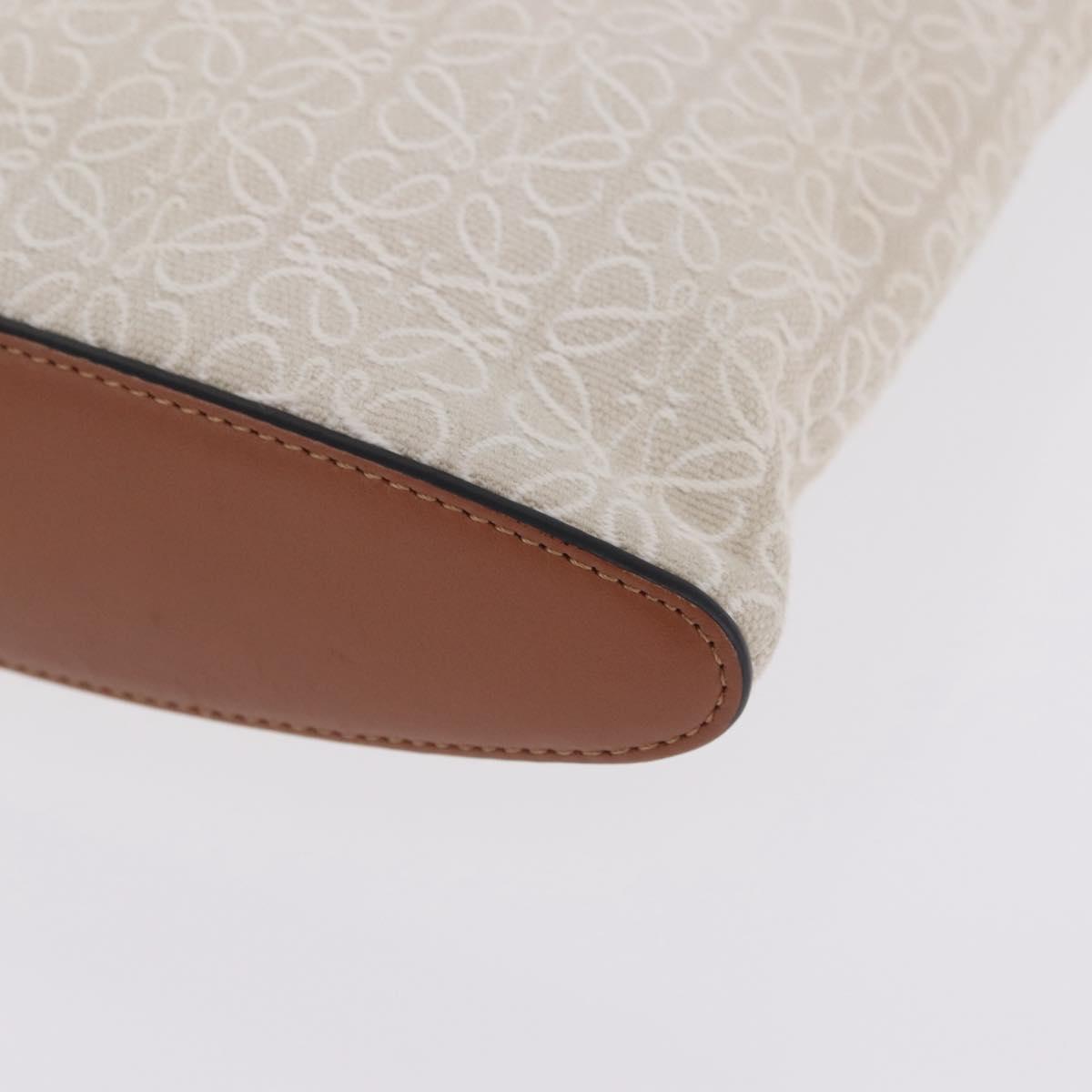 LOEWE Repeat Anagram Clutch Bag Canvas Beige Gold Auth 214287M