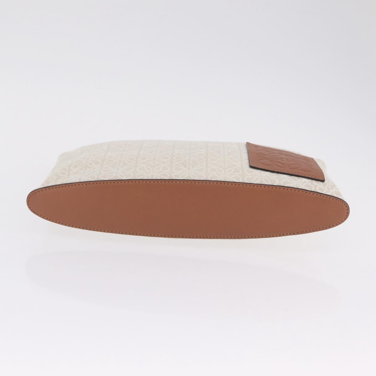 LOEWE Repeat Anagram Clutch Bag Canvas Beige Gold Auth 214287M