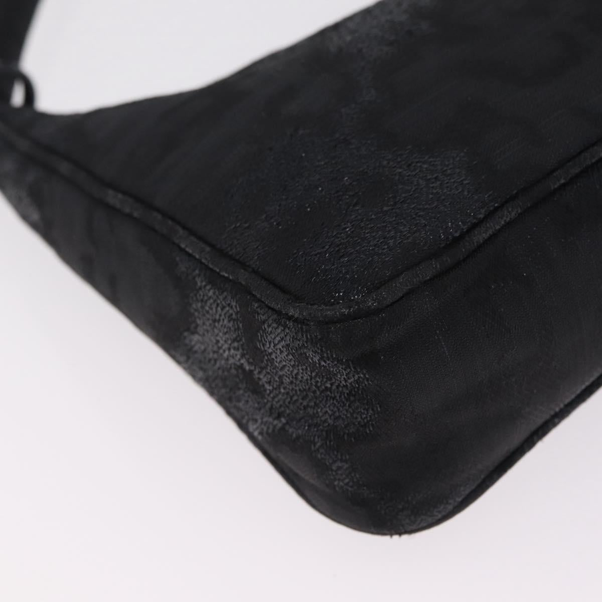 PRADA Hand Pouch Hand Bag Canvas Black Silver Auth 214304V