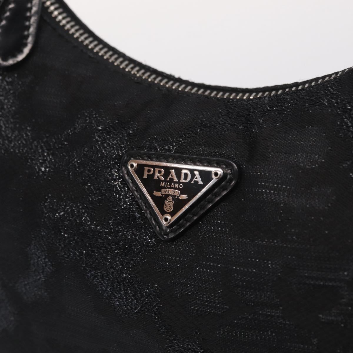 PRADA Hand Pouch Hand Bag Canvas Black Silver Auth 214304V