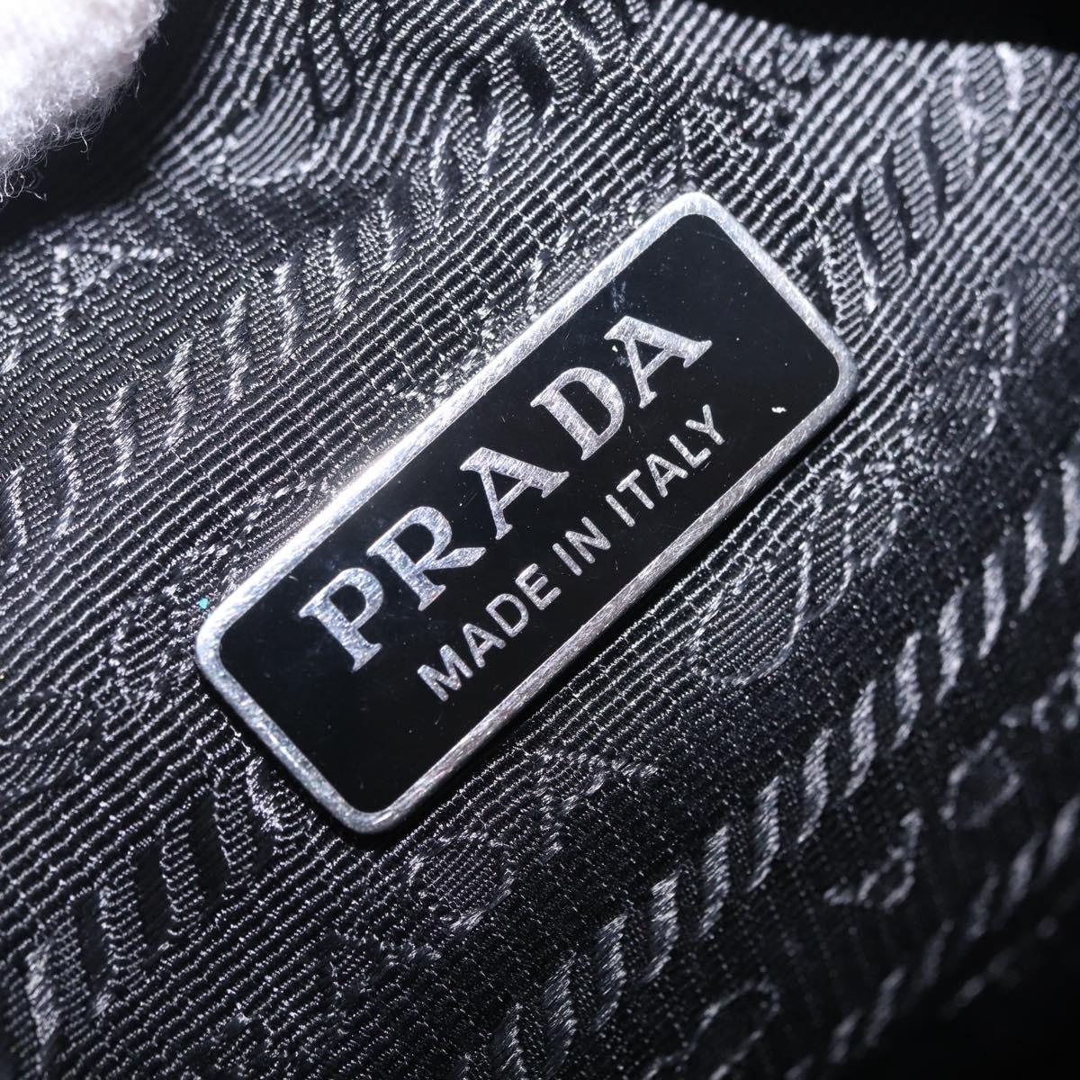 PRADA Hand Pouch Hand Bag Canvas Black Silver Auth 214304V