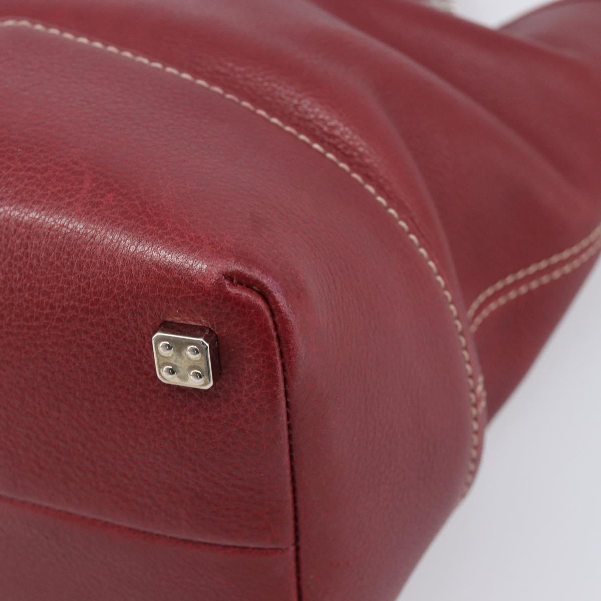 LOEWE Hand Bag Leather Bordeaux Silver Auth 214316A