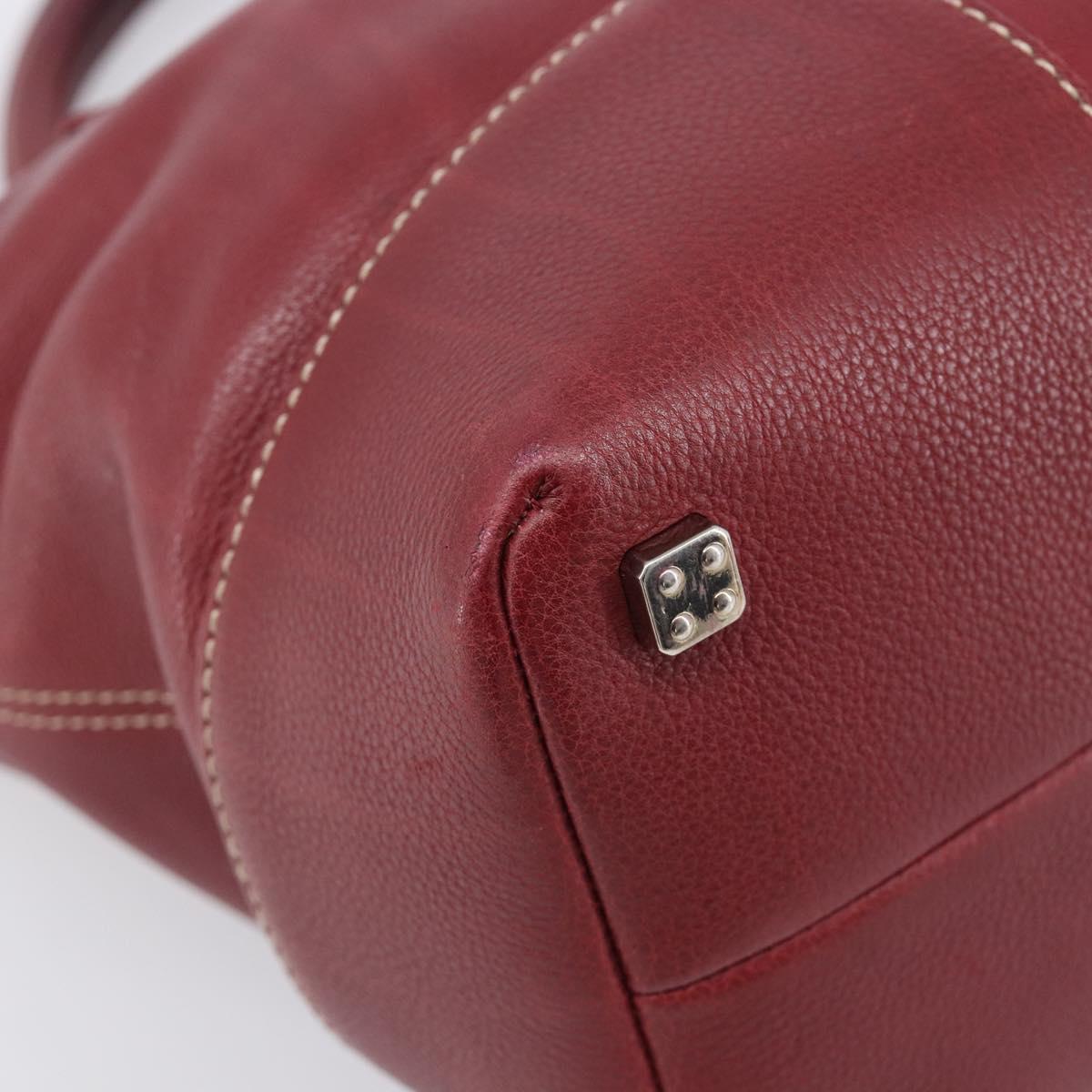 LOEWE Hand Bag Leather Bordeaux Silver Auth 214316A