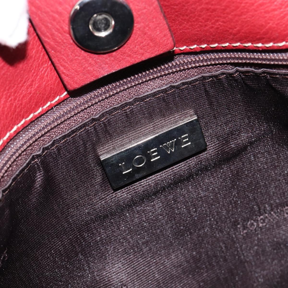 LOEWE Hand Bag Leather Bordeaux Silver Auth 214316A