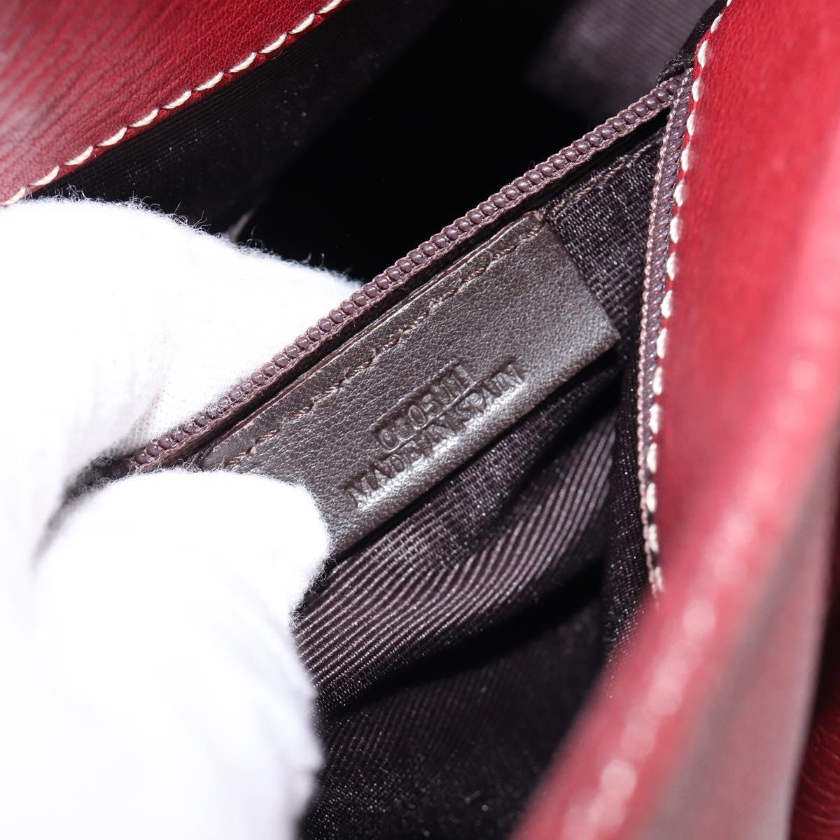 LOEWE Hand Bag Leather Bordeaux Silver Auth 214316A
