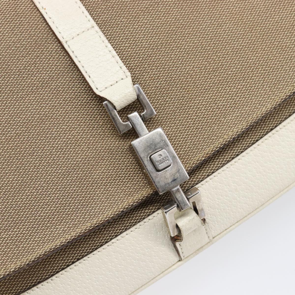 GUCCI Jackie Shoulder Bag Canvas Beige Silver 001 3824 Auth 214421A