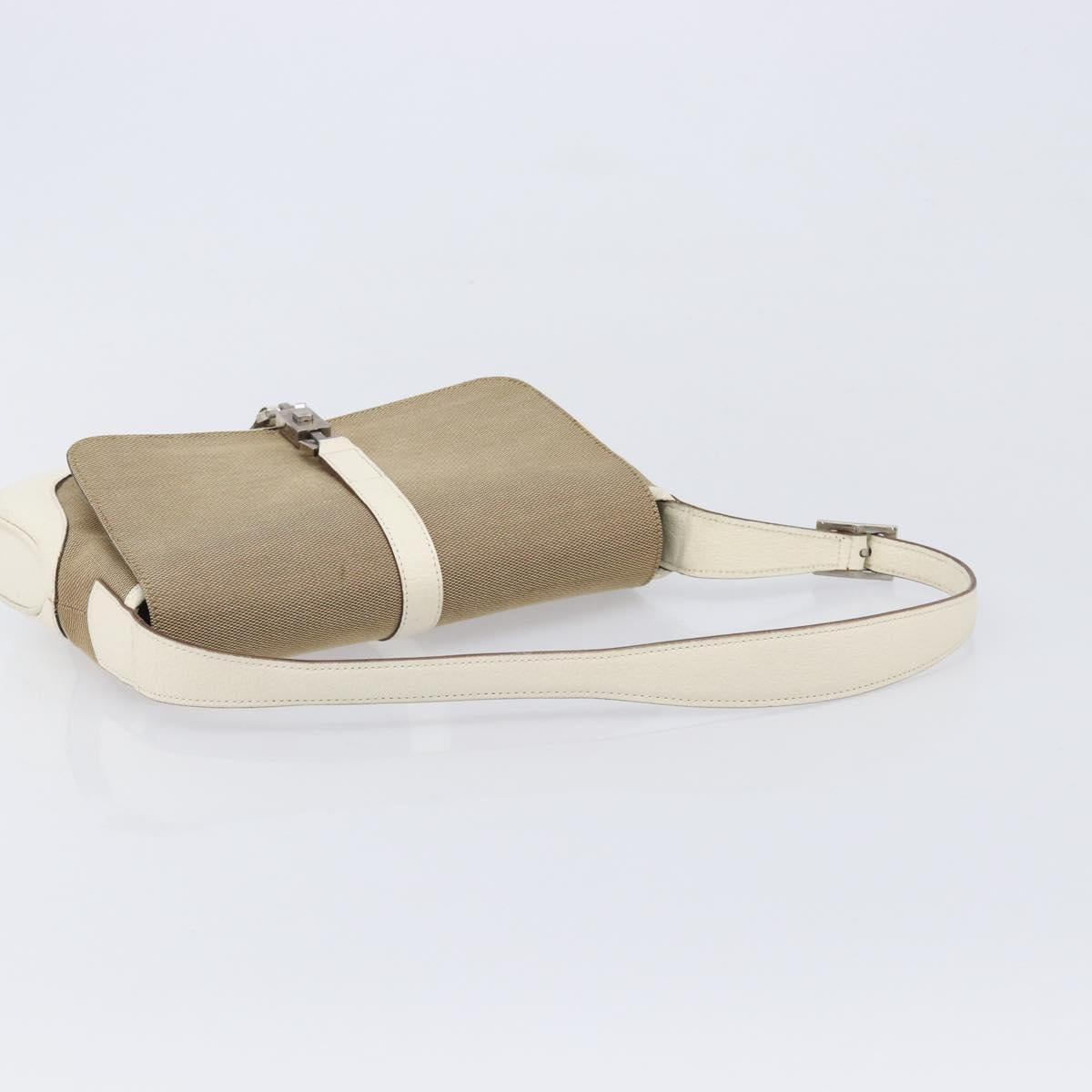 GUCCI Jackie Shoulder Bag Canvas Beige Silver 001 3824 Auth 214421A