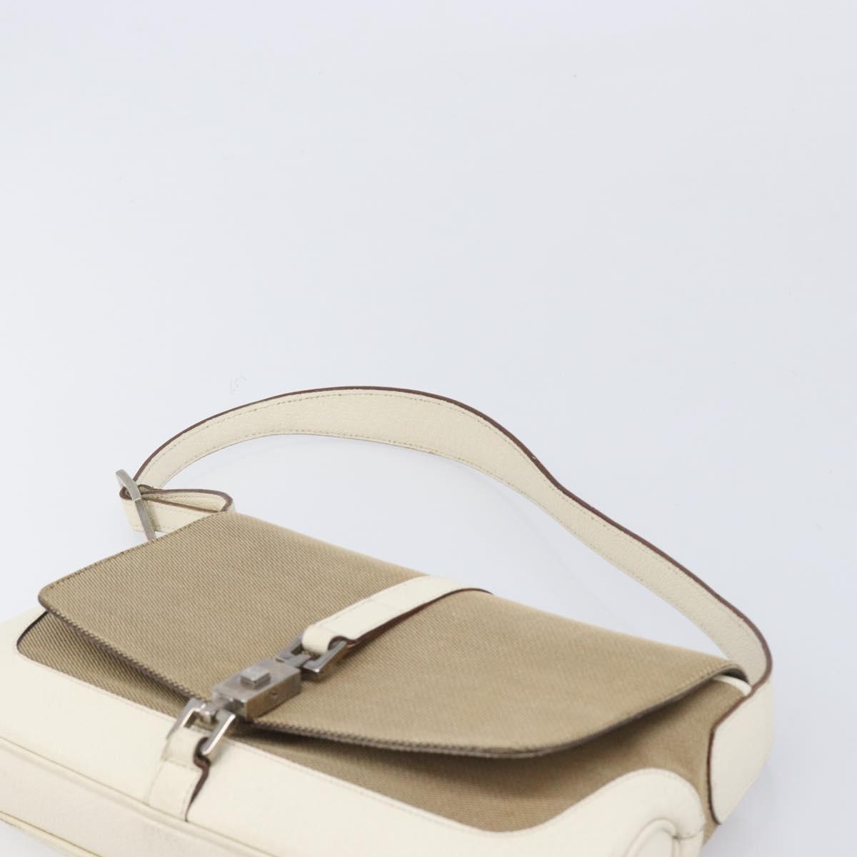GUCCI Jackie Shoulder Bag Canvas Beige Silver 001 3824 Auth 214421A