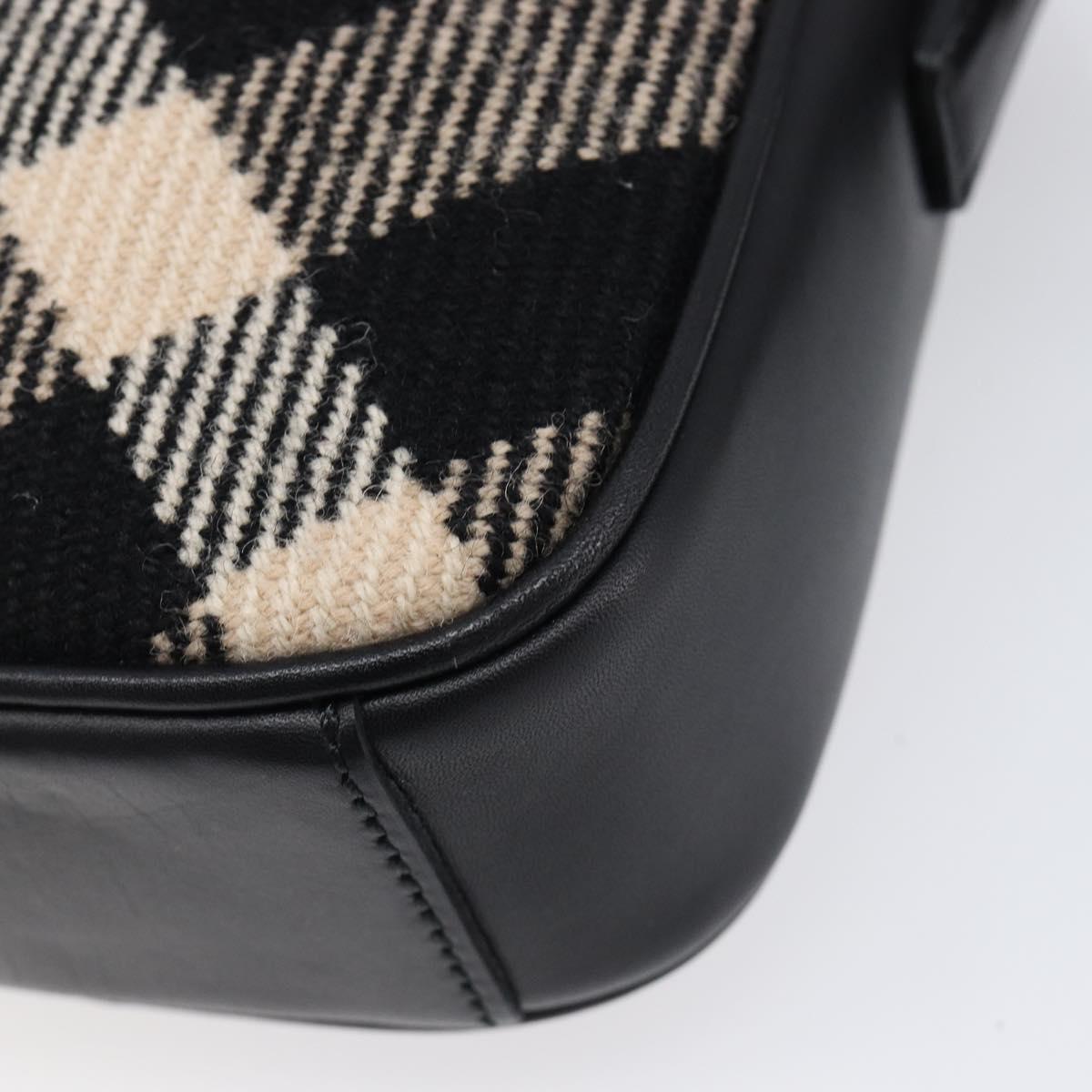 BURBERRY Nova Check Shoulder Bag Canvas Black Silver Auth 214426A