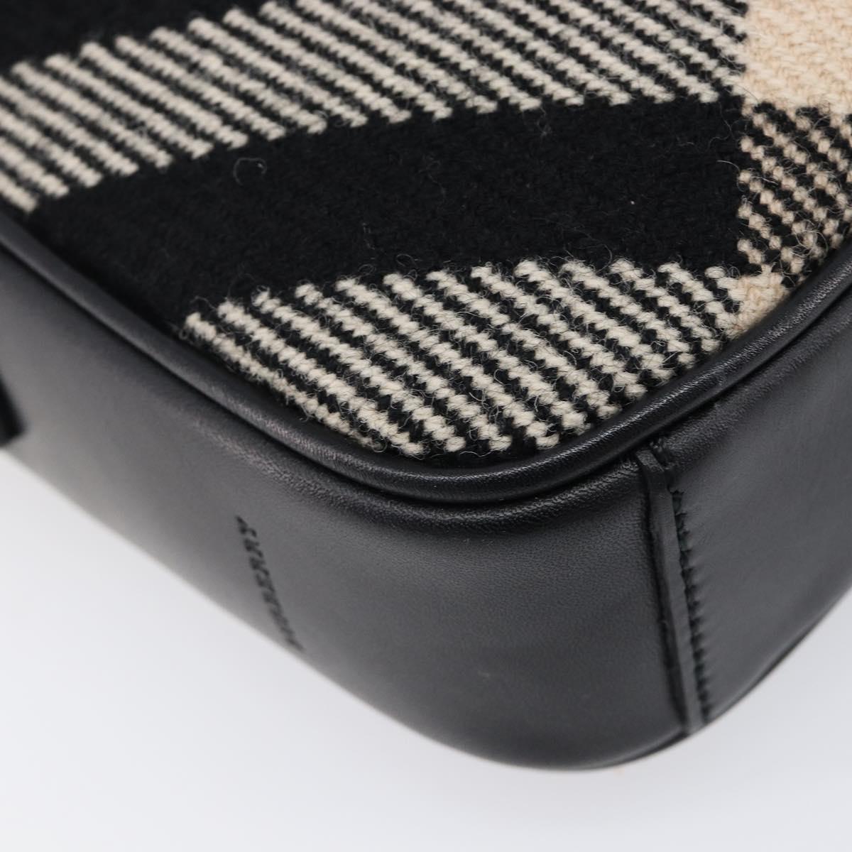 BURBERRY Nova Check Shoulder Bag Canvas Black Silver Auth 214426A