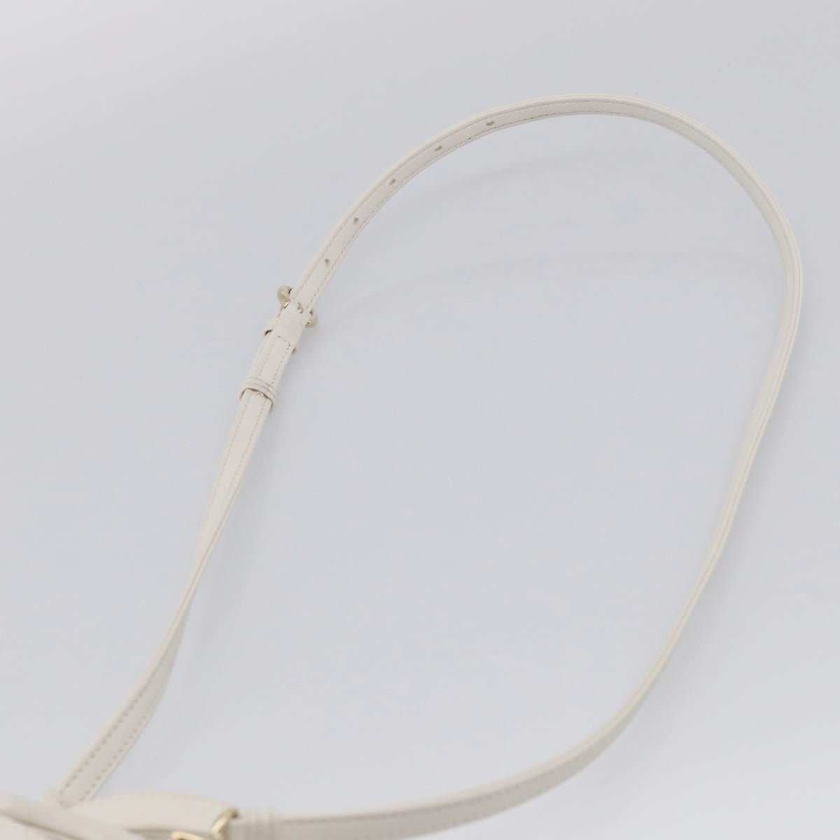 Christian Dior Lady Dior Canage Hand Bag Lamb Skin 2way White Gold Auth 214442M
