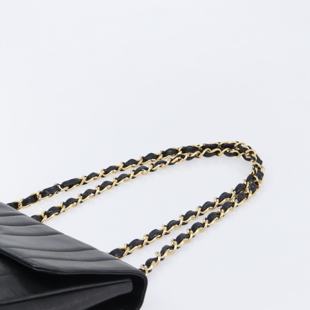 CHANEL Mademoiselle Chain Shoulder Bag Caviar Skin Black Gold CC Auth 214493SAM