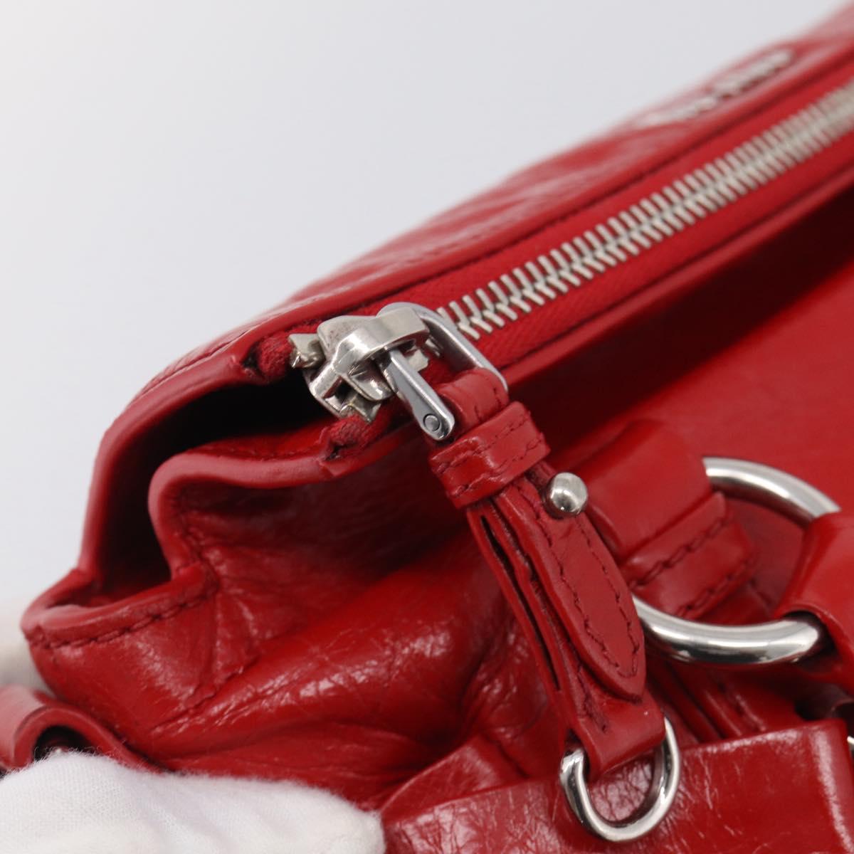 Miu Miu Vittero Hand Bag Leather 2way Red Silver Auth 214519SAM