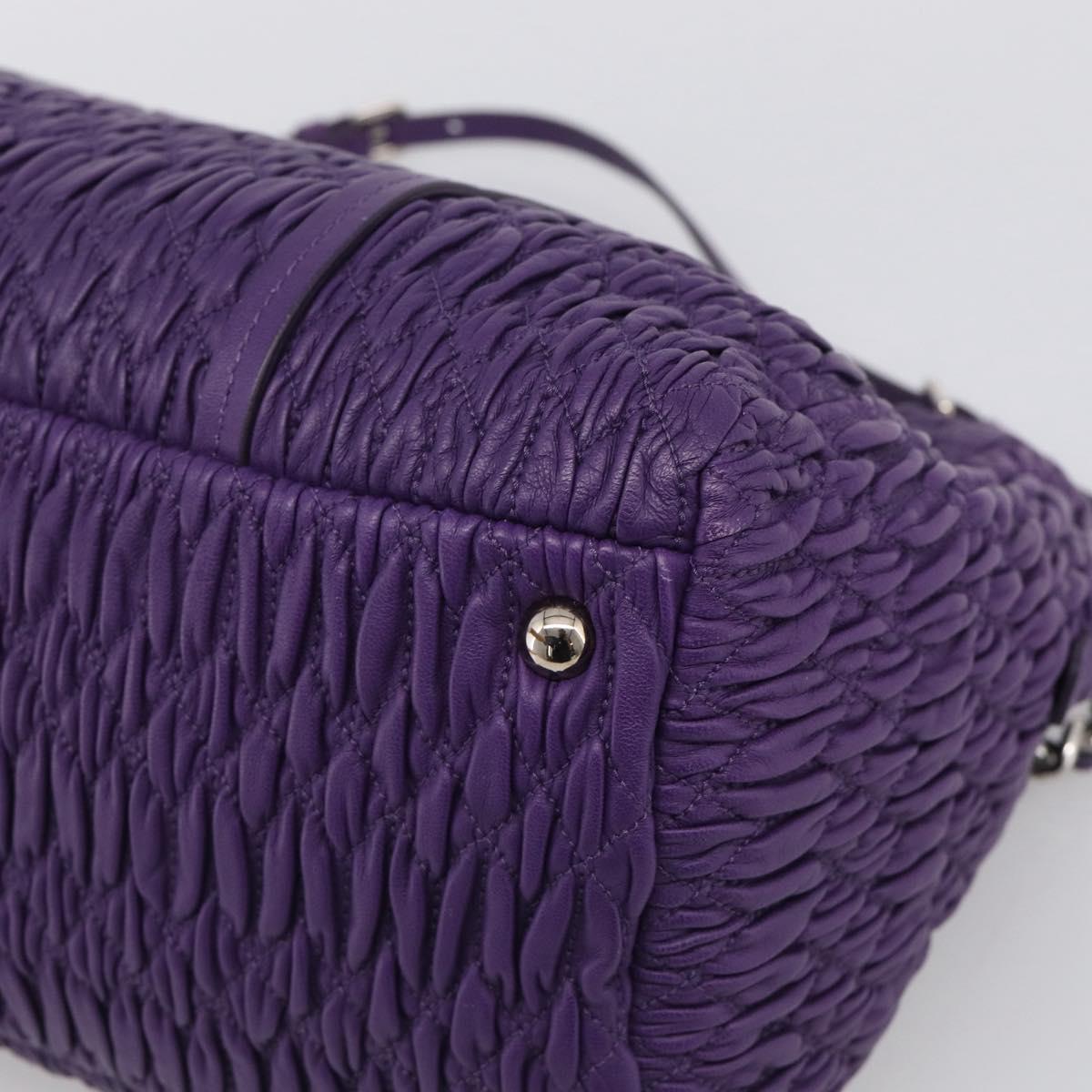 Miu Miu Matelasse Chain Tote Bag Leather Purple Silver Auth 214651V