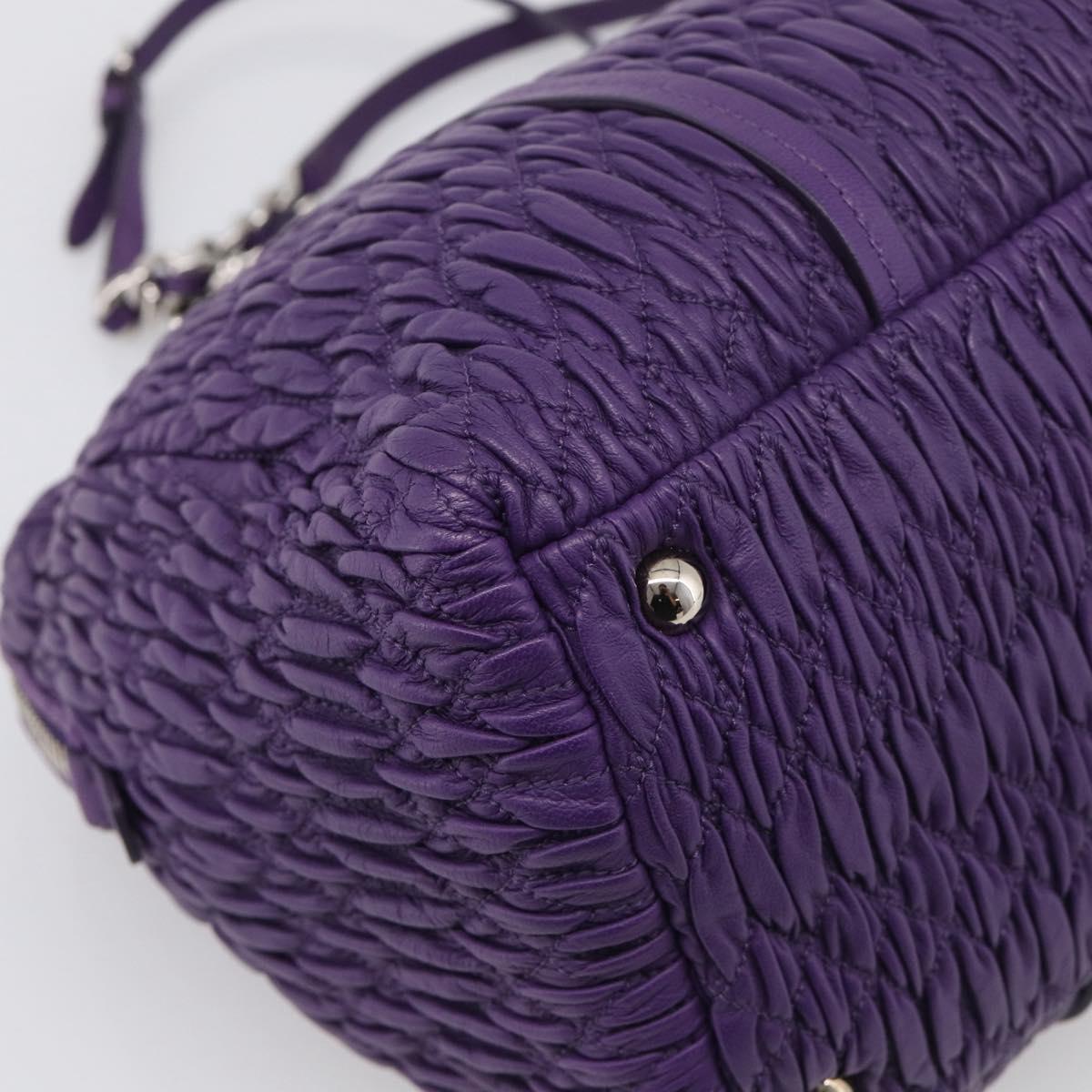 Miu Miu Matelasse Chain Tote Bag Leather Purple Silver Auth 214651V