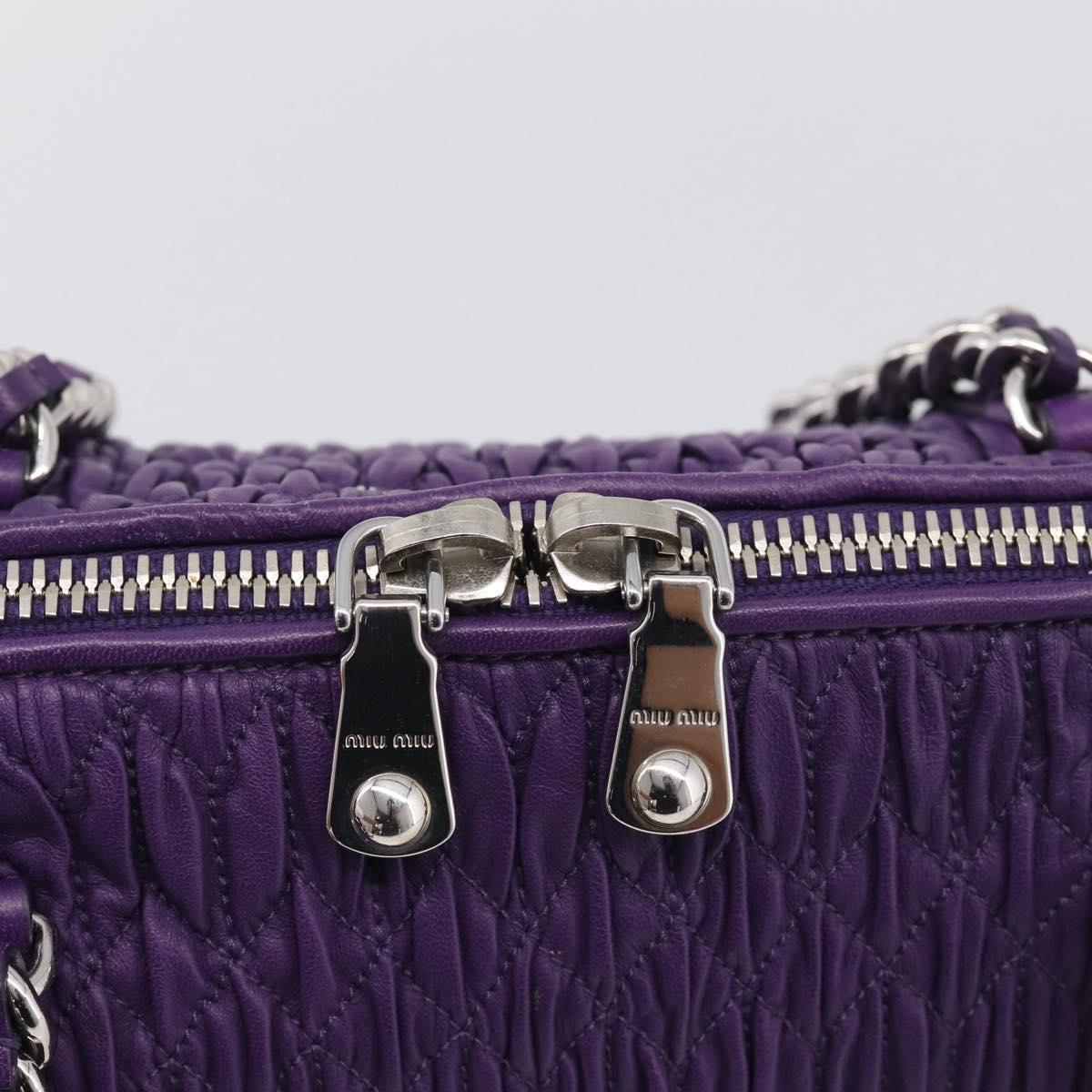 Miu Miu Matelasse Chain Tote Bag Leather Purple Silver Auth 214651V