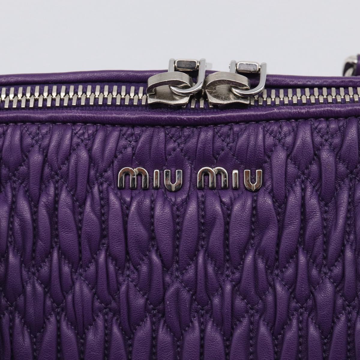 Miu Miu Matelasse Chain Tote Bag Leather Purple Silver Auth 214651V