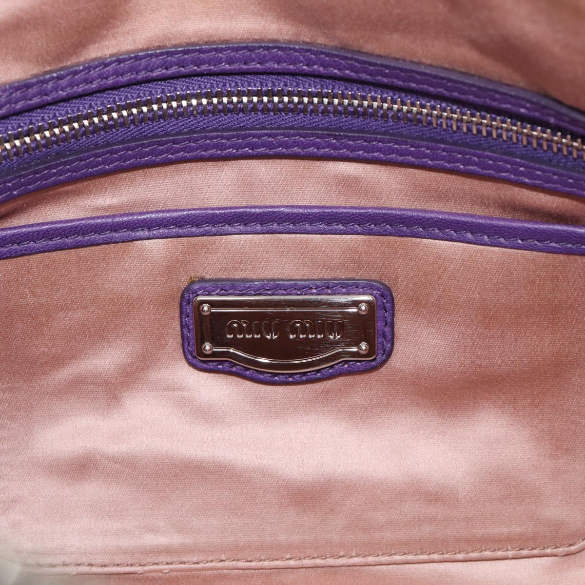 Miu Miu Matelasse Chain Tote Bag Leather Purple Silver Auth 214651V
