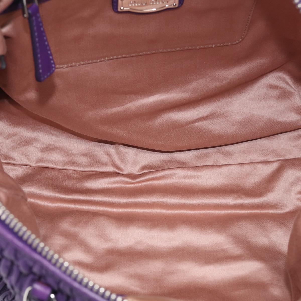 Miu Miu Matelasse Chain Tote Bag Leather Purple Silver Auth 214651V