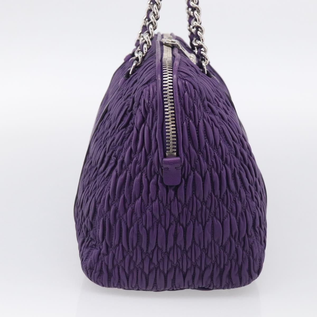 Miu Miu Matelasse Chain Tote Bag Leather Purple Silver Auth 214651V