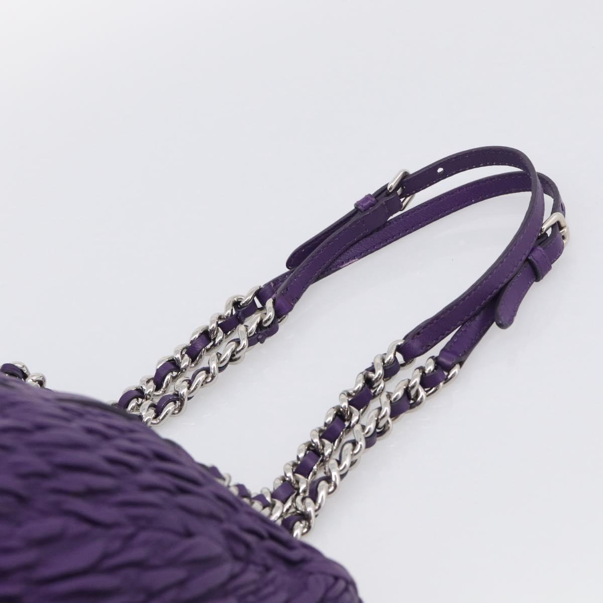 Miu Miu Matelasse Chain Tote Bag Leather Purple Silver Auth 214651V