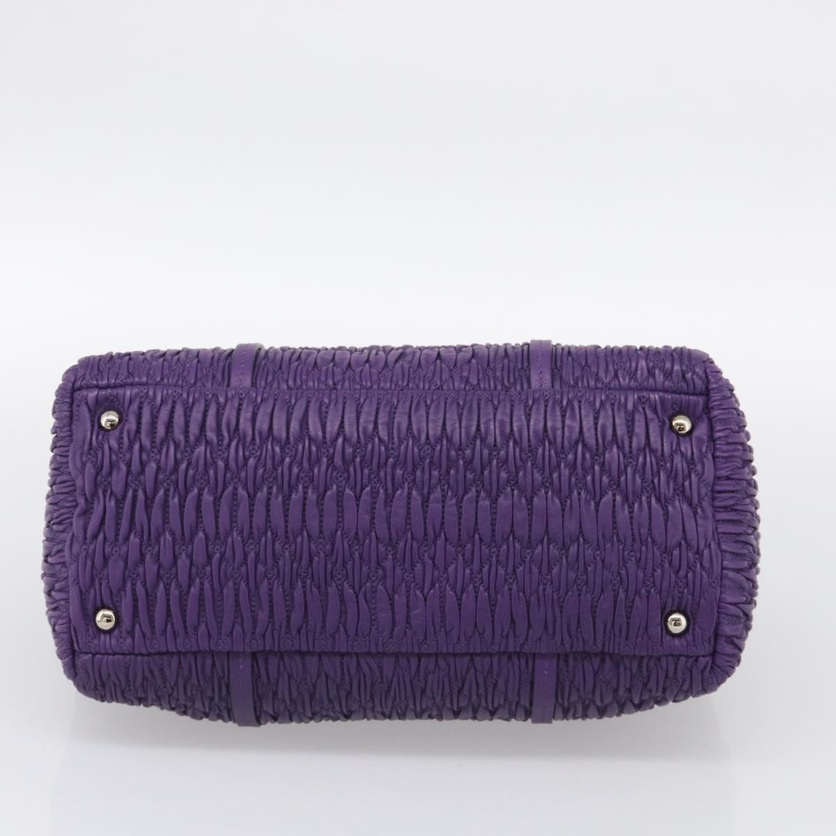 Miu Miu Matelasse Chain Tote Bag Leather Purple Silver Auth 214651V