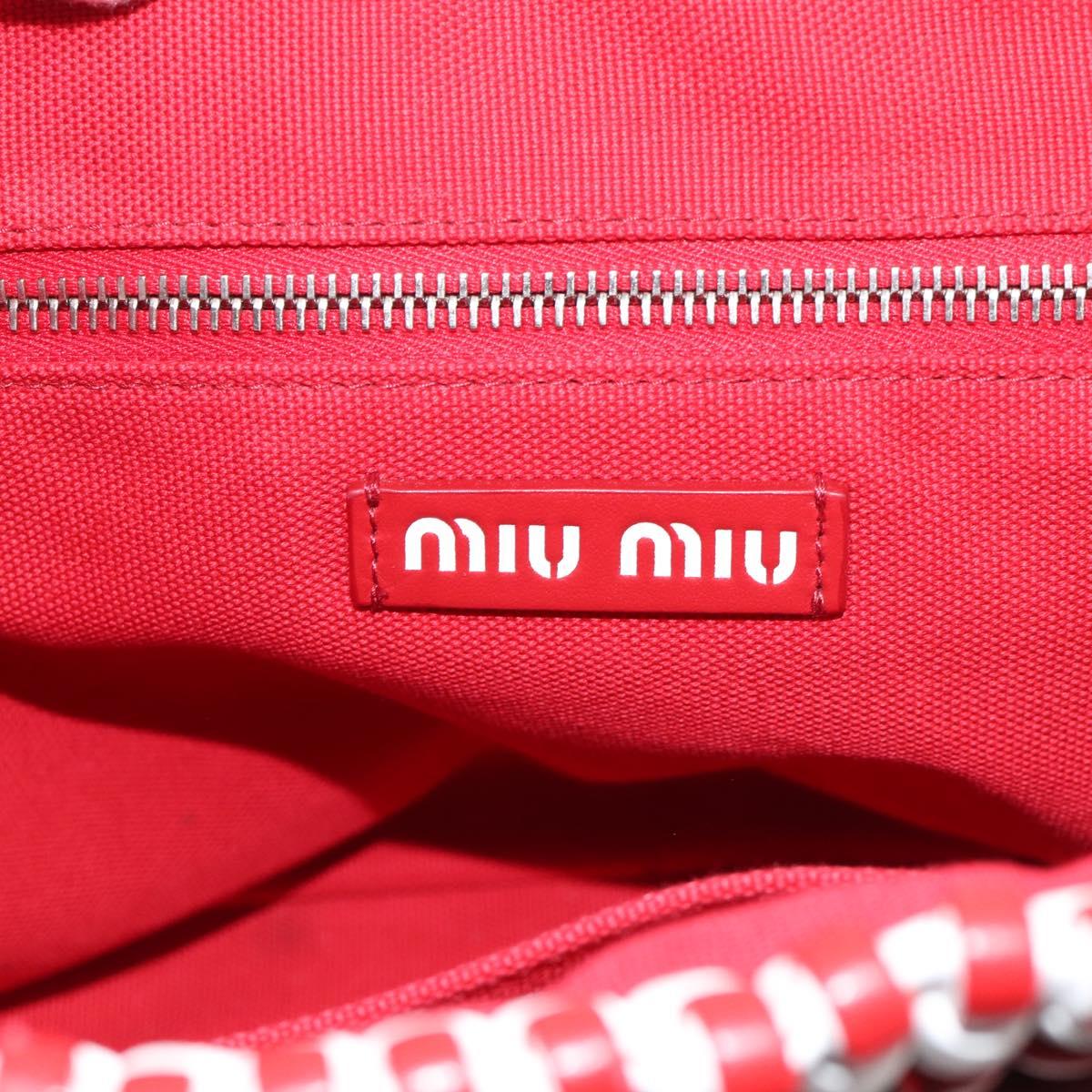 Miu Miu Tote Bag Leather Red Silver Auth 214653V