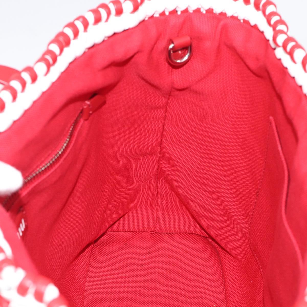 Miu Miu Tote Bag Leather Red Silver Auth 214653V