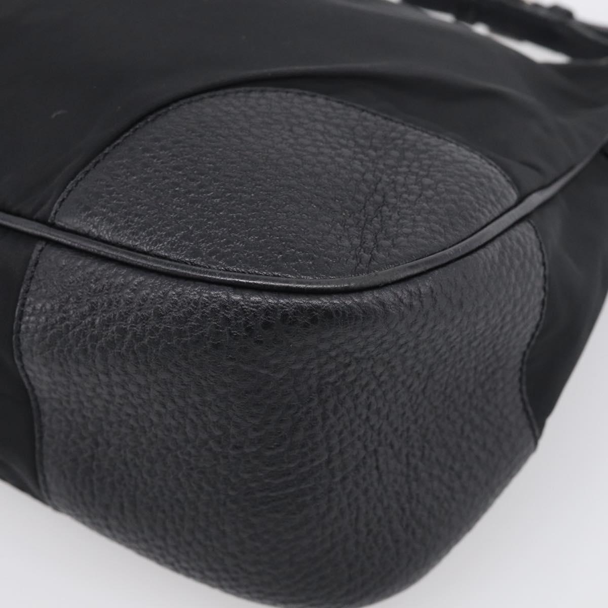 PRADA Shoulder Bag Nylon Black Silver Auth 214656V