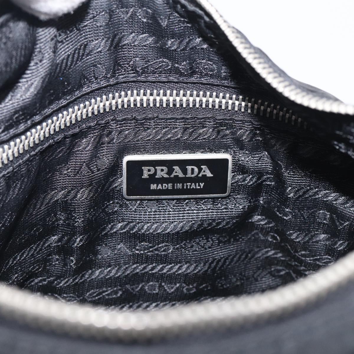 PRADA Shoulder Bag Nylon Black Silver Auth 214656V