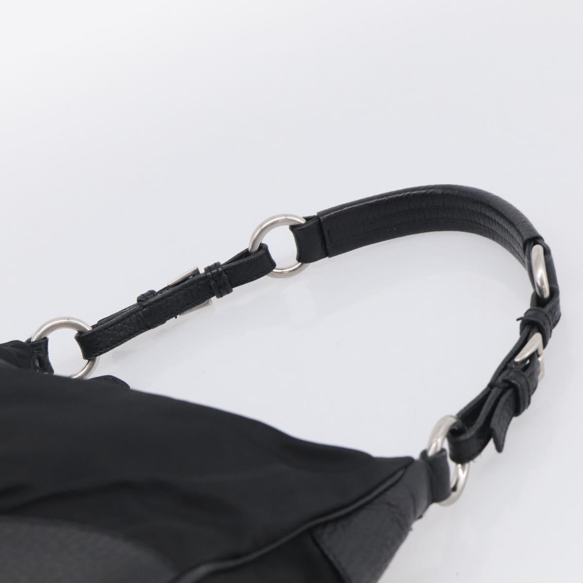 PRADA Shoulder Bag Nylon Black Silver Auth 214656V