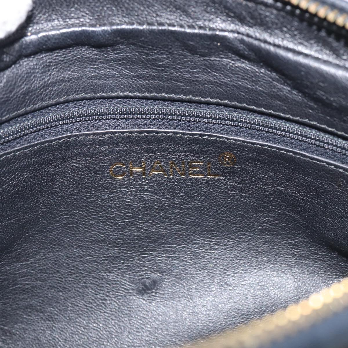 CHANEL Chain Shoulder Bag Lamb Skin Black Gold CC Auth 214657V