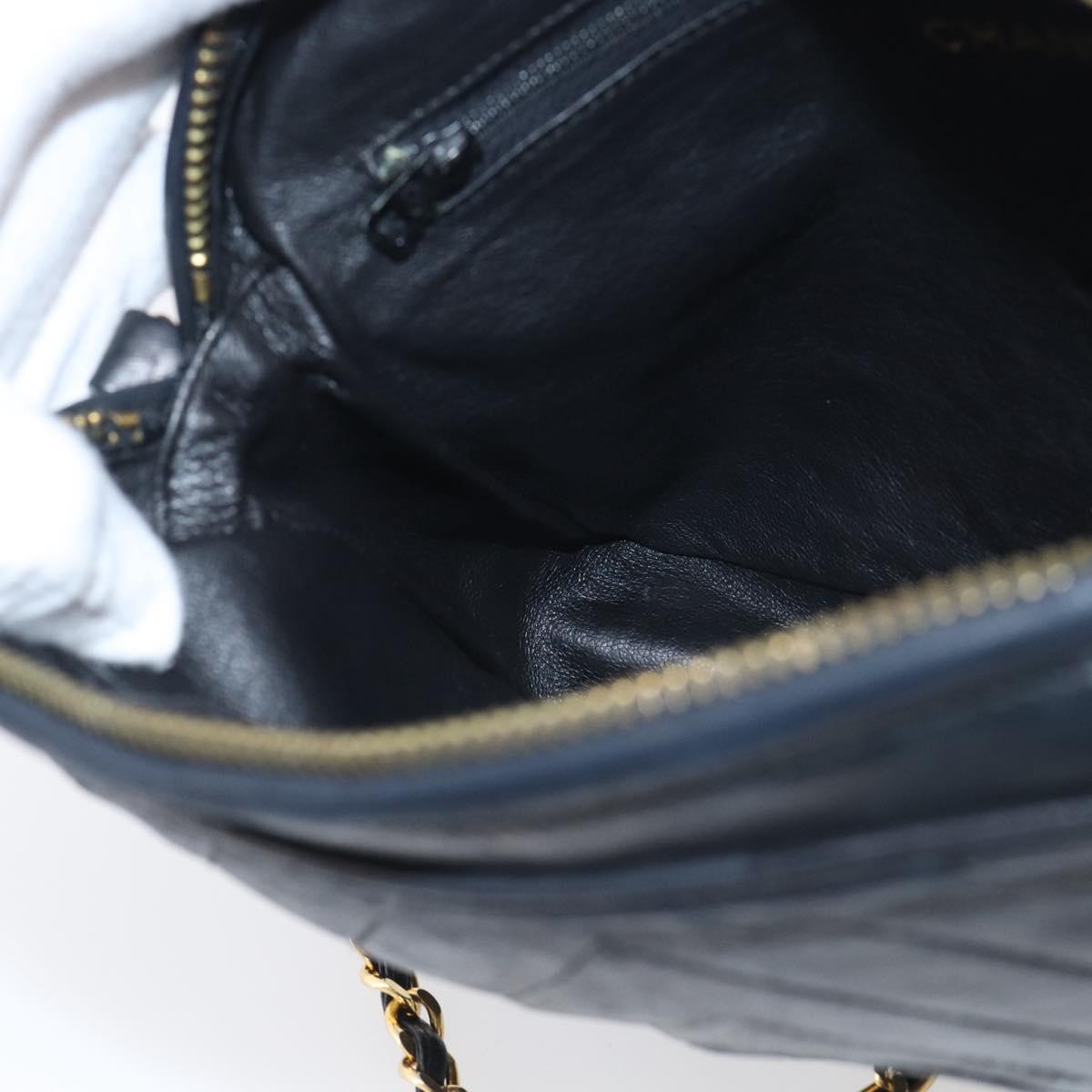 CHANEL Chain Shoulder Bag Lamb Skin Black Gold CC Auth 214657V
