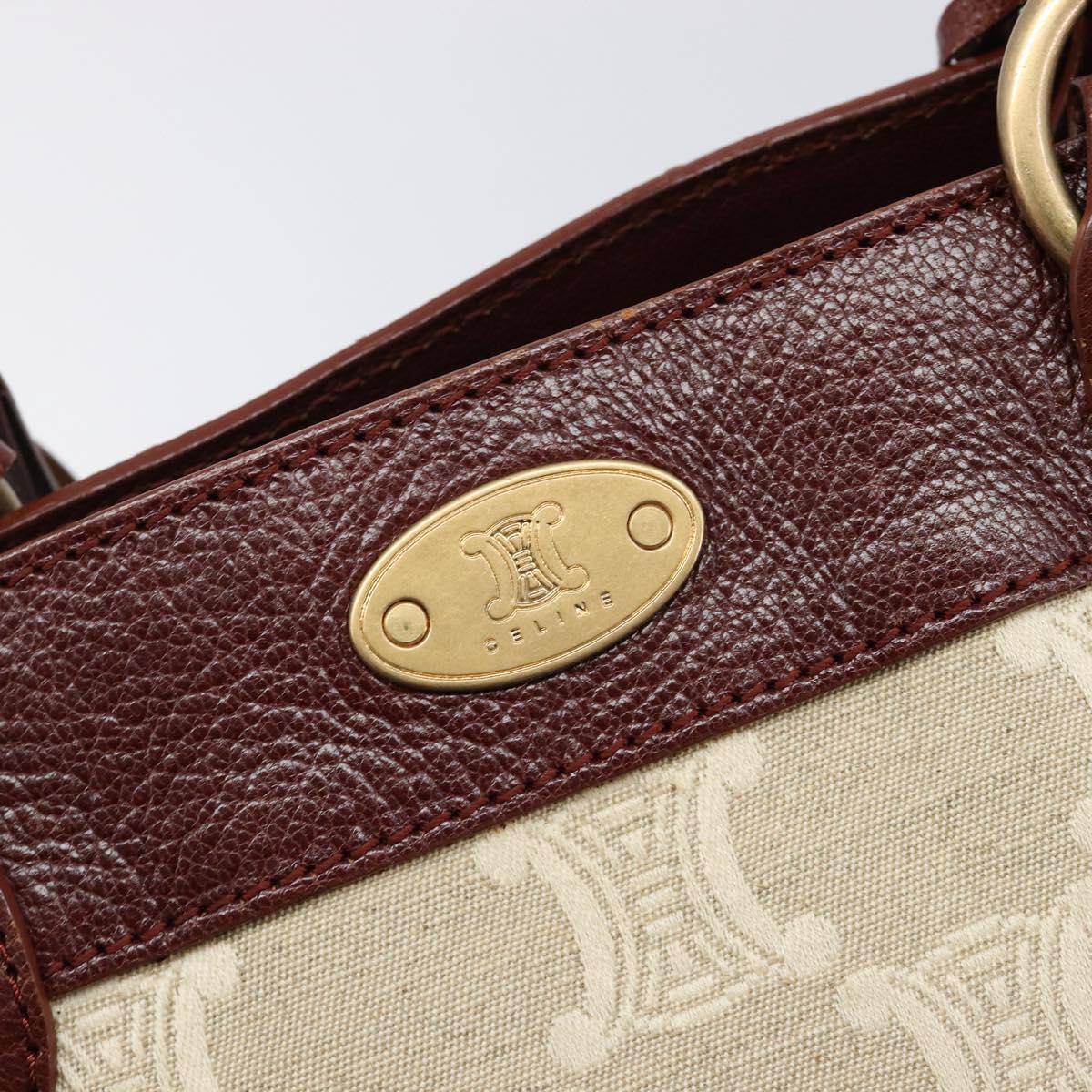 CELINE C Macadam Canvas Tote Bag Ivory Gold Auth 214658