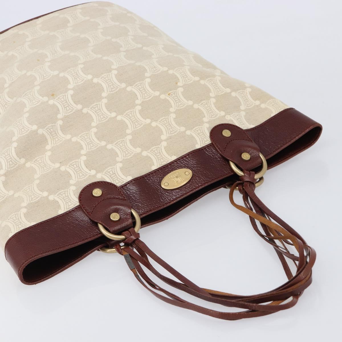 CELINE C Macadam Canvas Tote Bag Ivory Gold Auth 214658