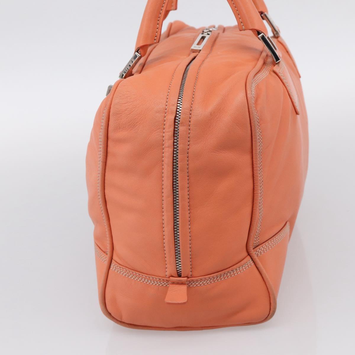 LOEWE Amazona 36 Hand Bag Leather Orange Silver Auth 214659A
