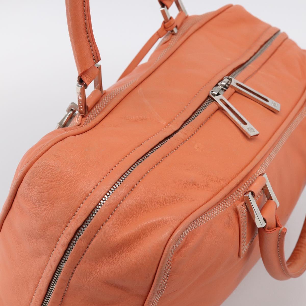 LOEWE Amazona 36 Hand Bag Leather Orange Silver Auth 214659A