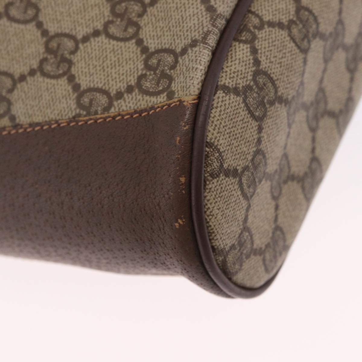 GUCCI GG Supreme Web Sherry Line Bag PVC Beige Gold 164 02 034 Auth 214662