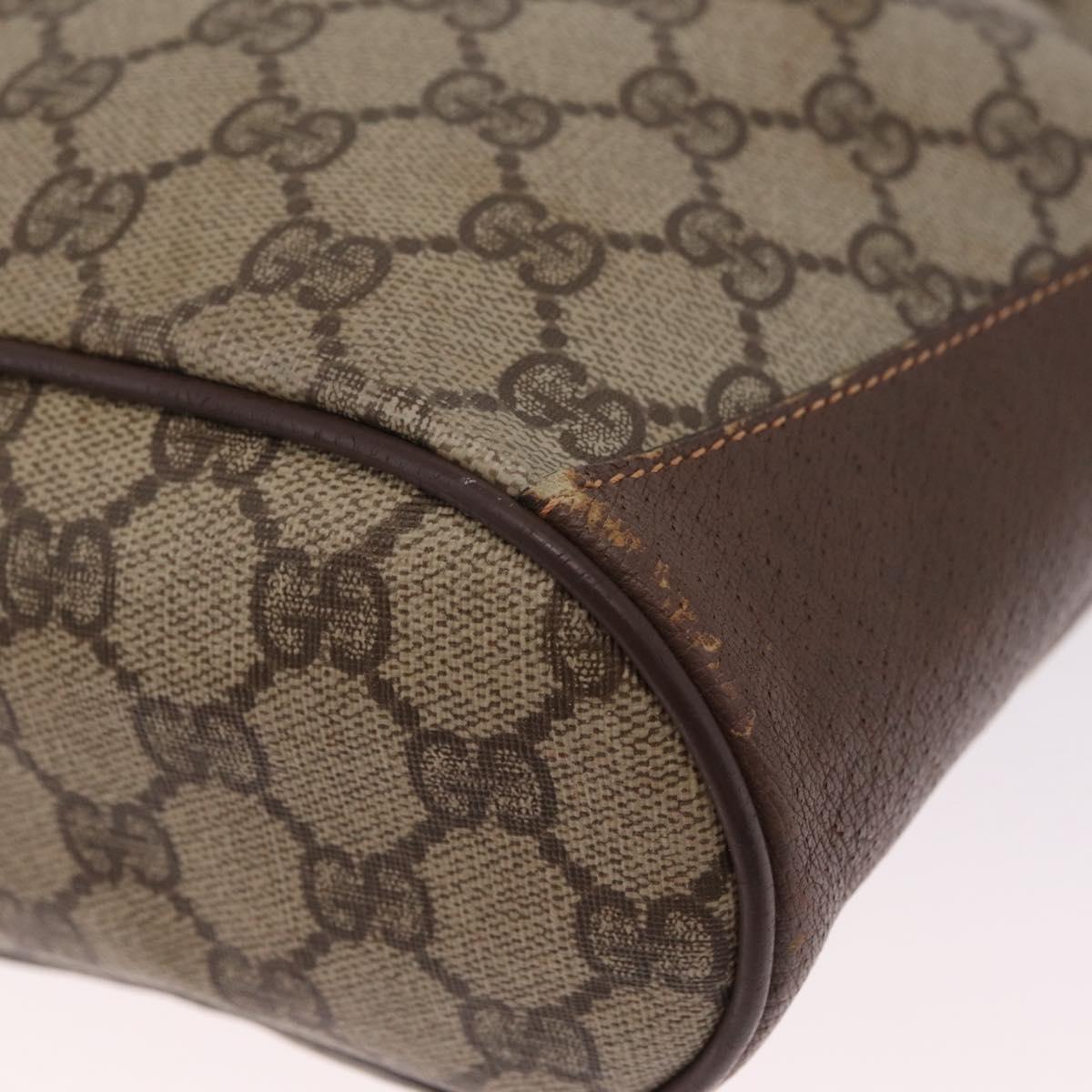 GUCCI GG Supreme Web Sherry Line Bag PVC Beige Gold 164 02 034 Auth 214662