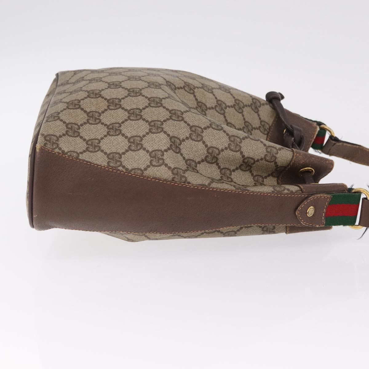 GUCCI GG Supreme Web Sherry Line Bag PVC Beige Gold 164 02 034 Auth 214662