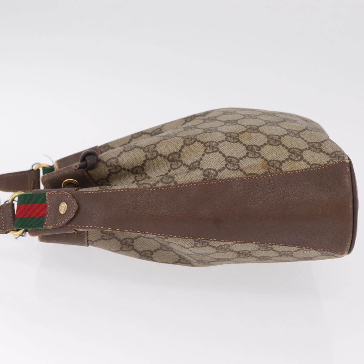 GUCCI GG Supreme Web Sherry Line Bag PVC Beige Gold 164 02 034 Auth 214662