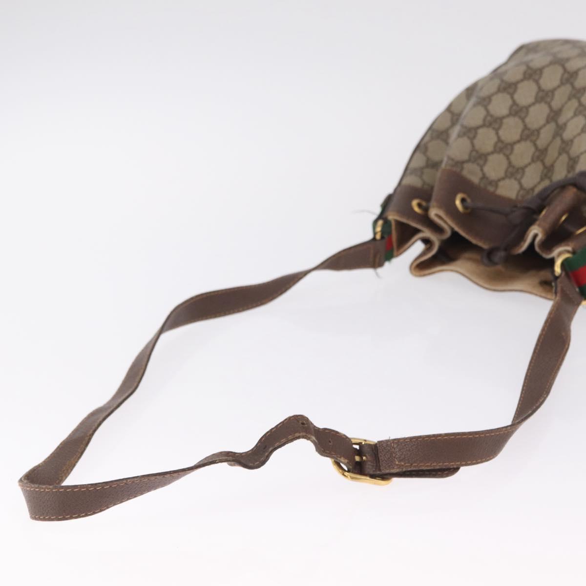 GUCCI GG Supreme Web Sherry Line Bag PVC Beige Gold 164 02 034 Auth 214662