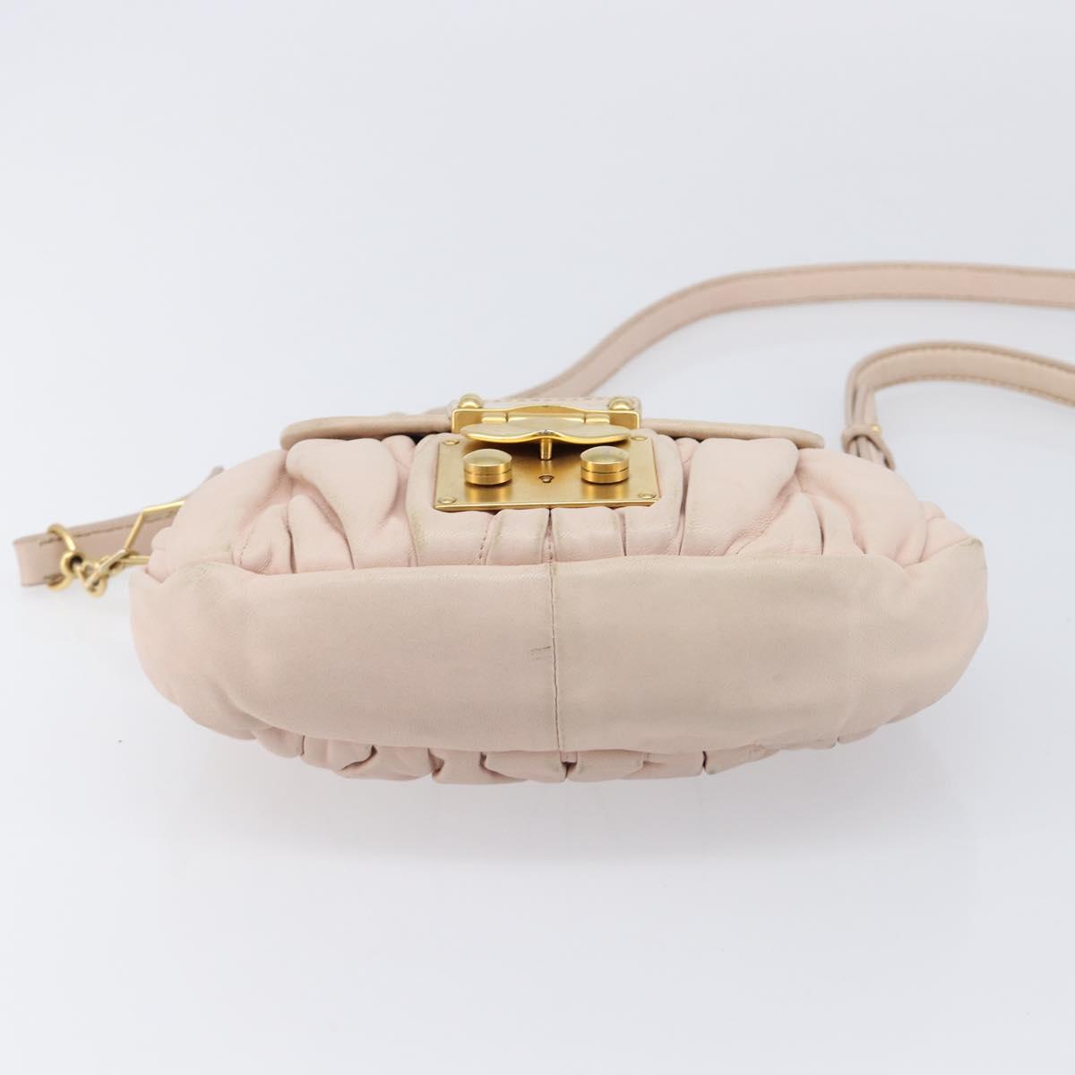 Miu Miu Matelasse Hand Bag Leather 2way Beige Gold Auth 214668A