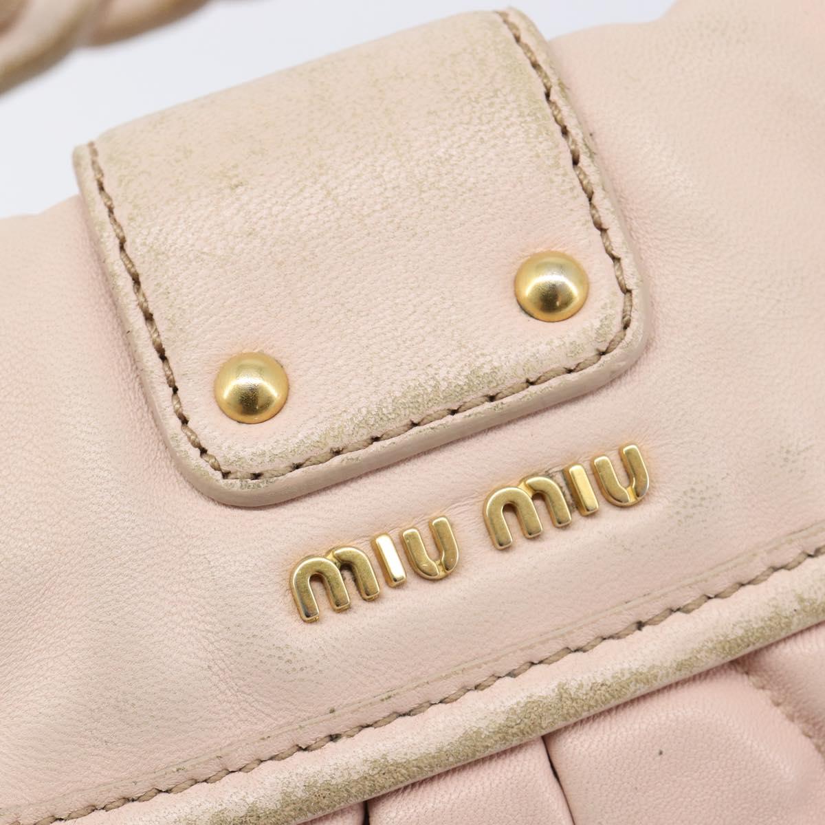 Miu Miu Matelasse Hand Bag Leather 2way Beige Gold Auth 214668A